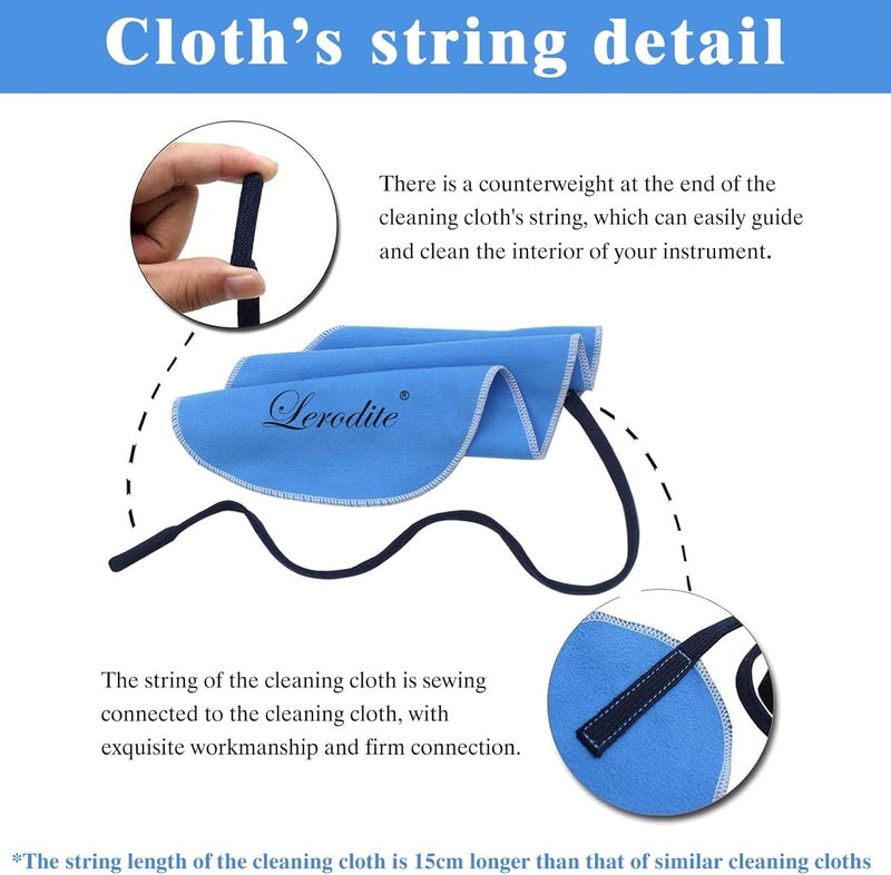 Lerodite Cleaning Cloth Swab for Inside Tube Suitable for Clarinet Piccolo Flute Sax Saxophone (Blue with cork grease) - Image 4